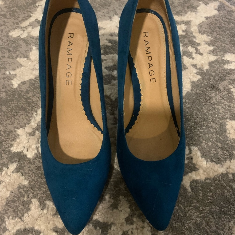 SUEDE TEAL BLUE WOMENS 7.5 HEELS👠